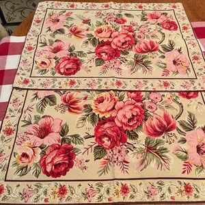 Set of 2 Vintage April Cornell Colorful Floral Placemats 13 x 17